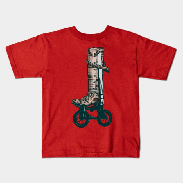 Boot Roller Skate Kids T-Shirt by jafaris